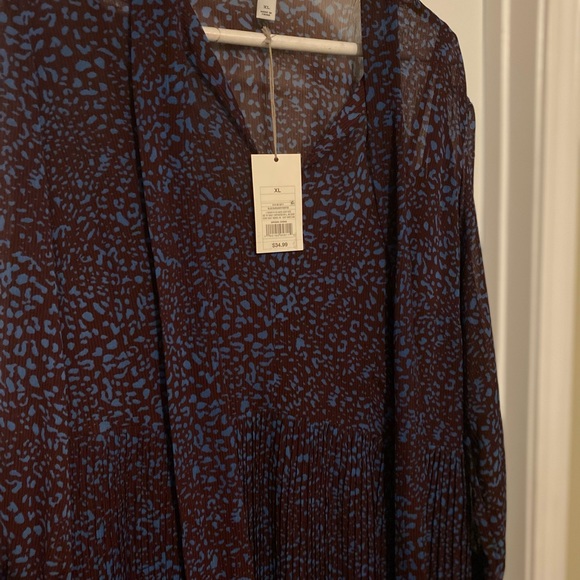 A New Day Burgundy & Blue Pleated Dress - Picture 7 of 8